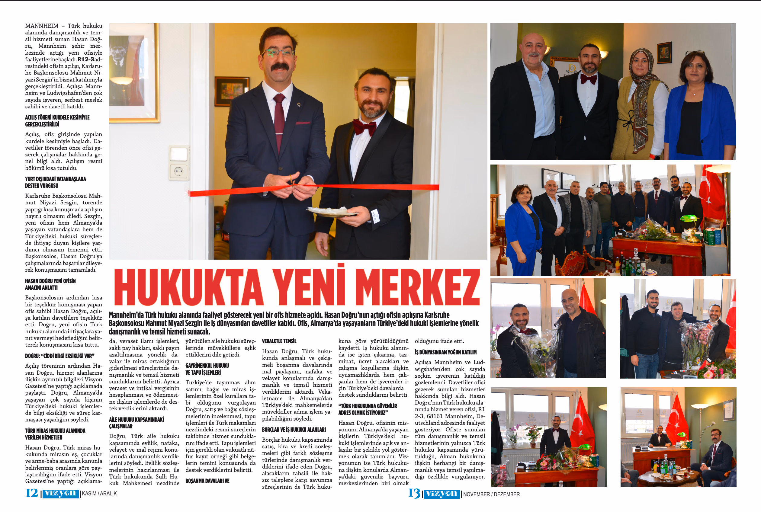 Zeitungsartikel — Avukat Hasan Doğru und die Eröffnung der Doğru Kanzlei
