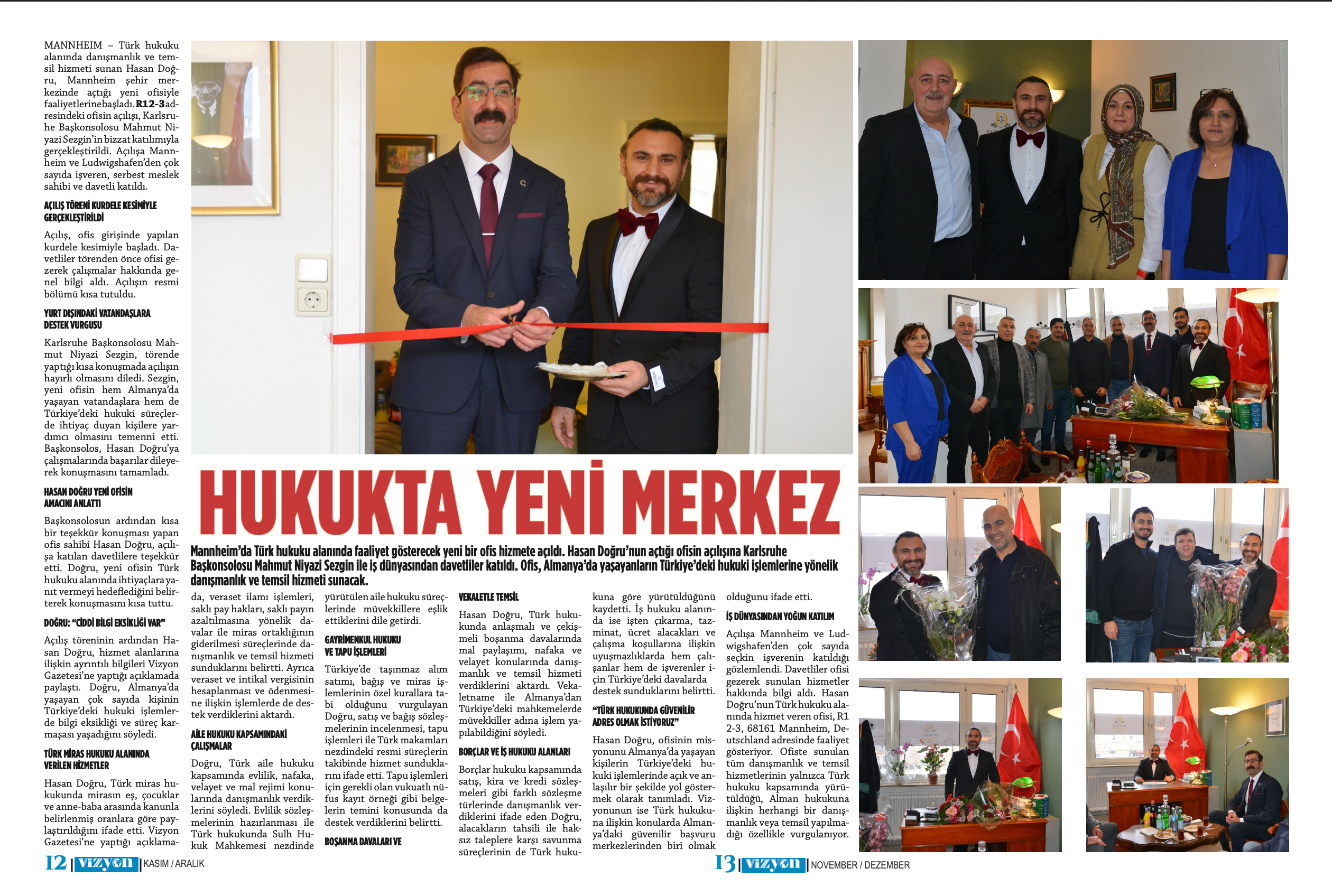 Haber bülteni kupürü - Avukat Hasan Doğru ve Doğru Kanzlei büro açılışı haberi